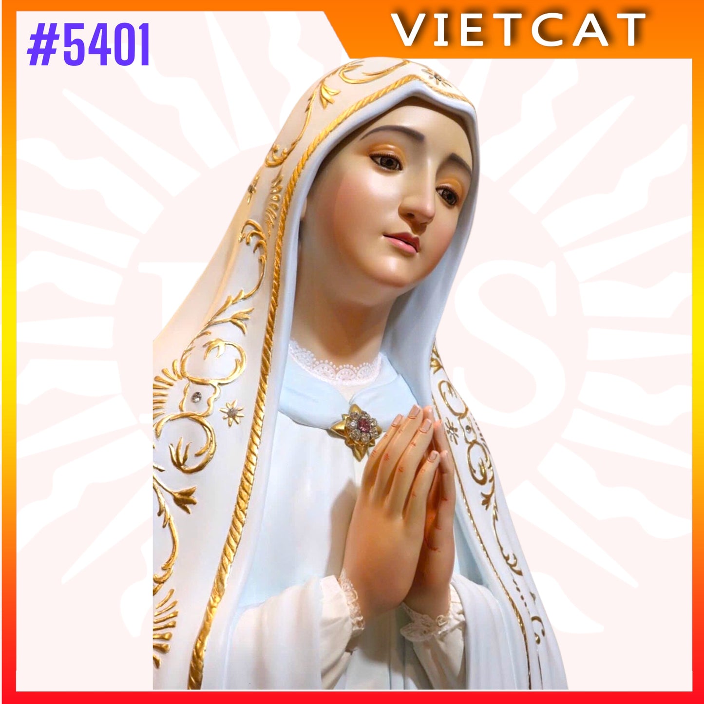 #5401 Hand-drawed Colored Wooden Statue of Our Lady of Fatima
