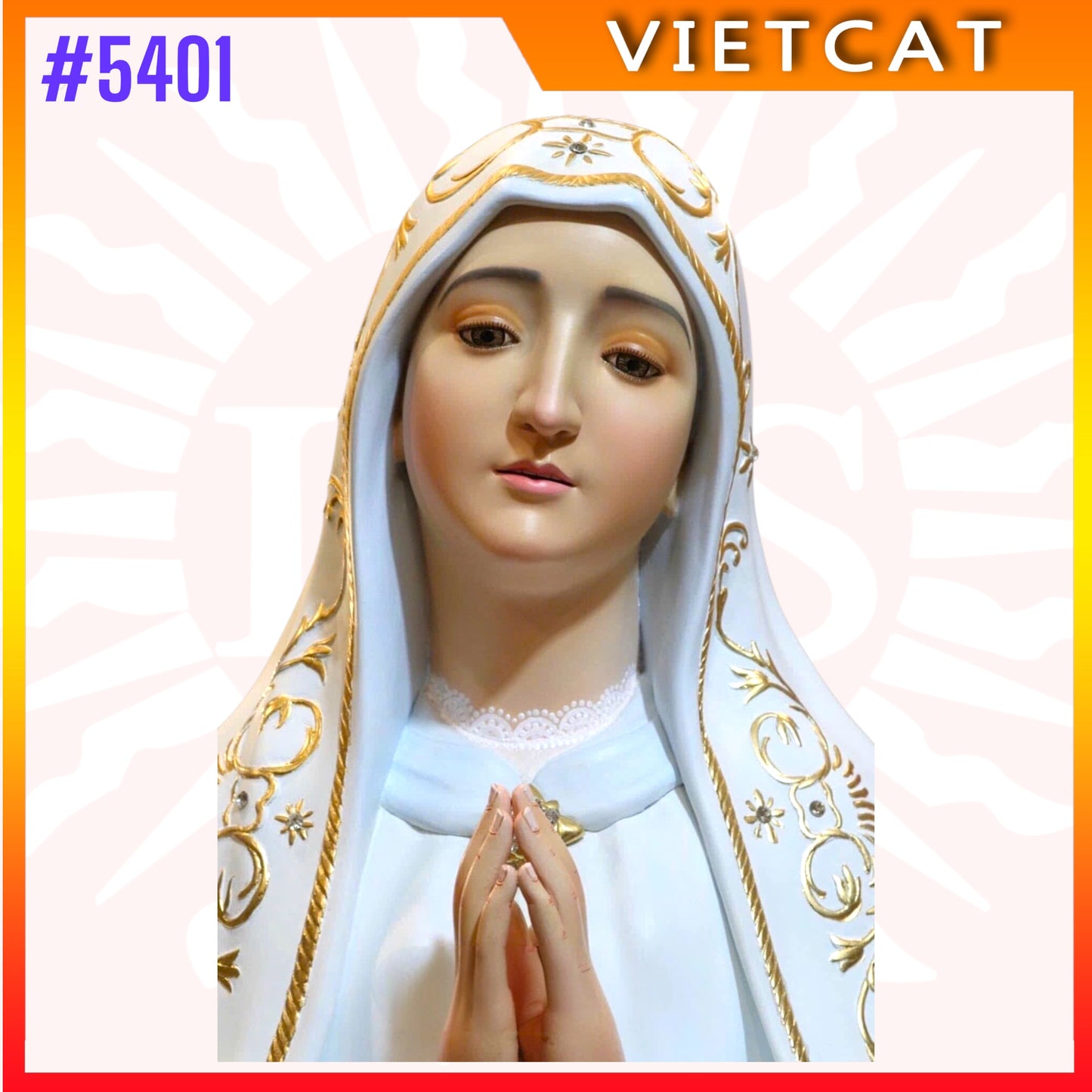 #5401 Hand-drawed Colored Wooden Statue of Our Lady of Fatima