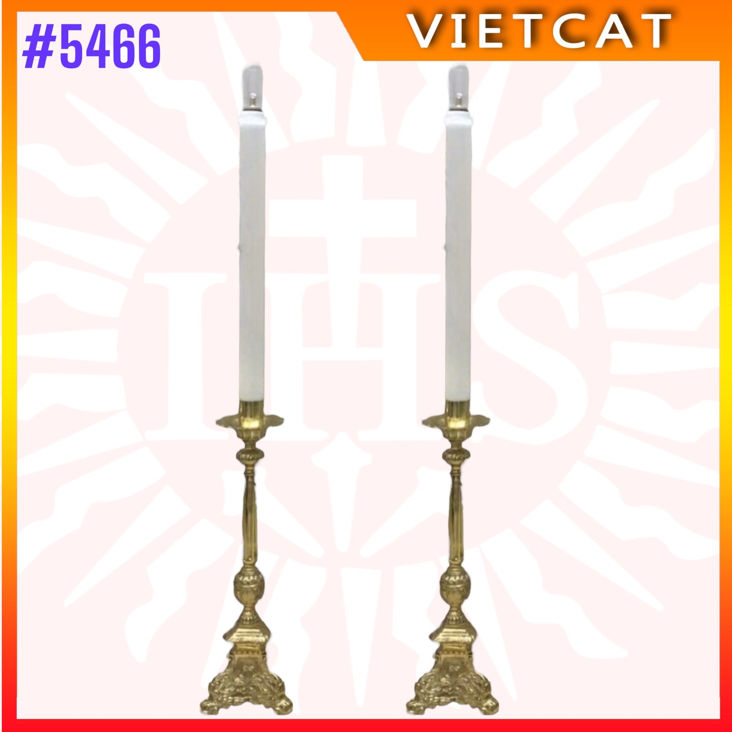 #5466 Premium Brass Butter Lamp Candlestick | Made-in-Vietnam | H120cm