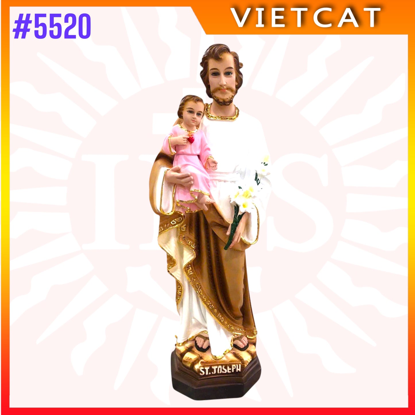 #5520 Statue of Saint Joseph holding Jesus - Composite Resin
