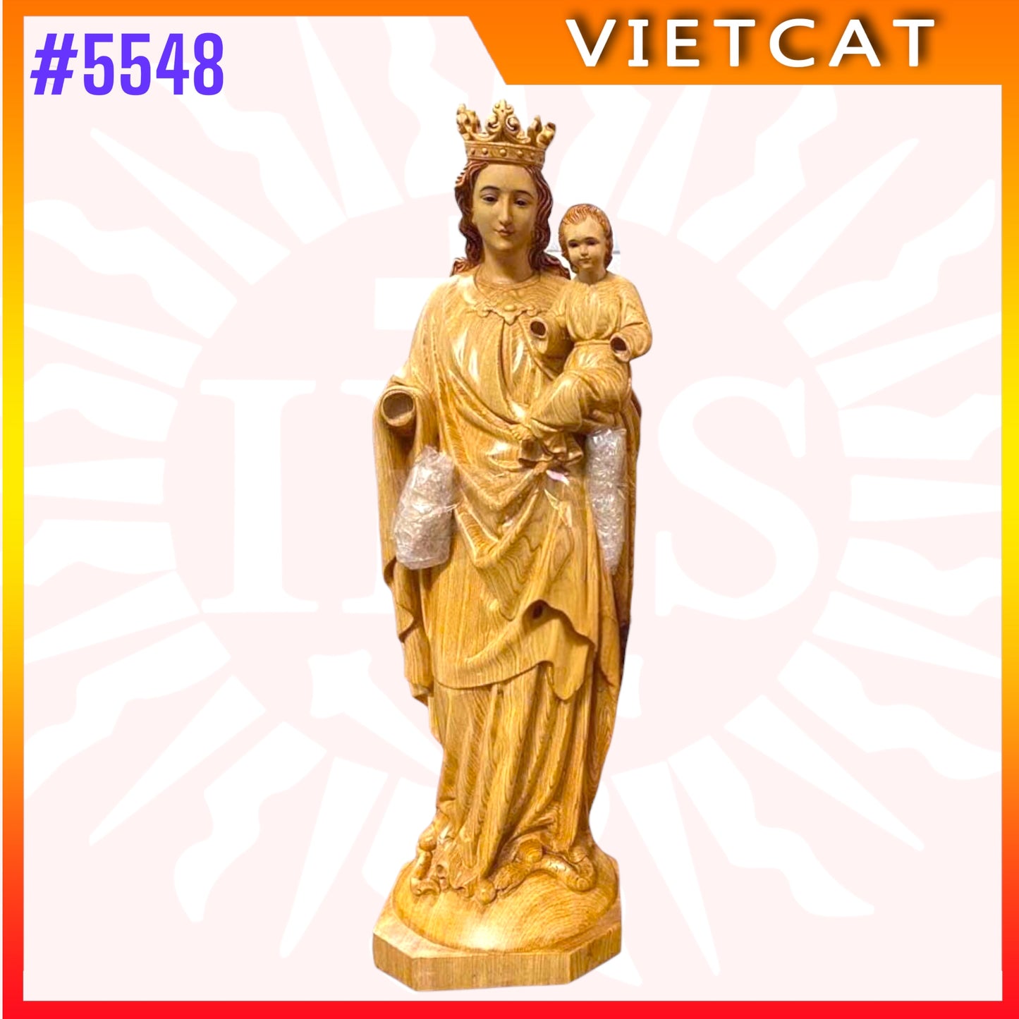 #5548 Hand-Carved Wooden Statue of Mary Help of Christians