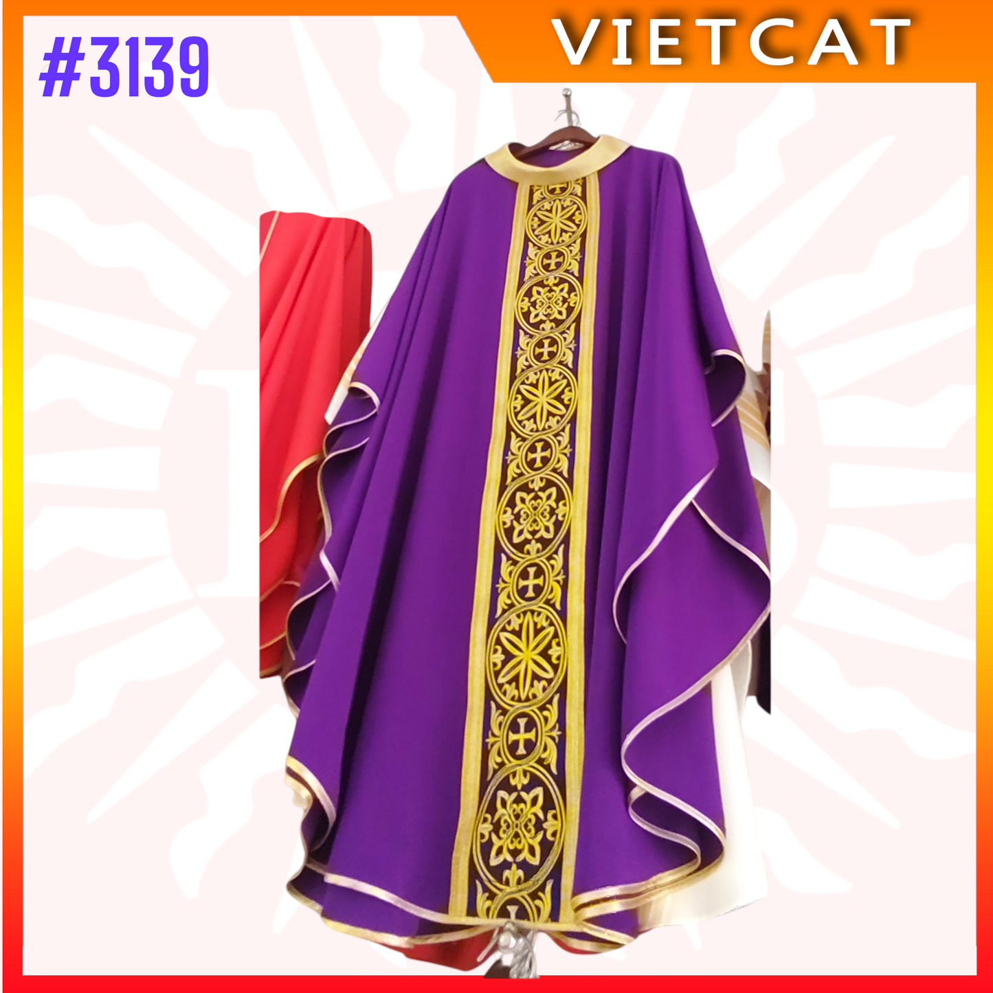 #3139 Premium Purple Chasuble | Embroidered Priest's Vestment (Custom-made)