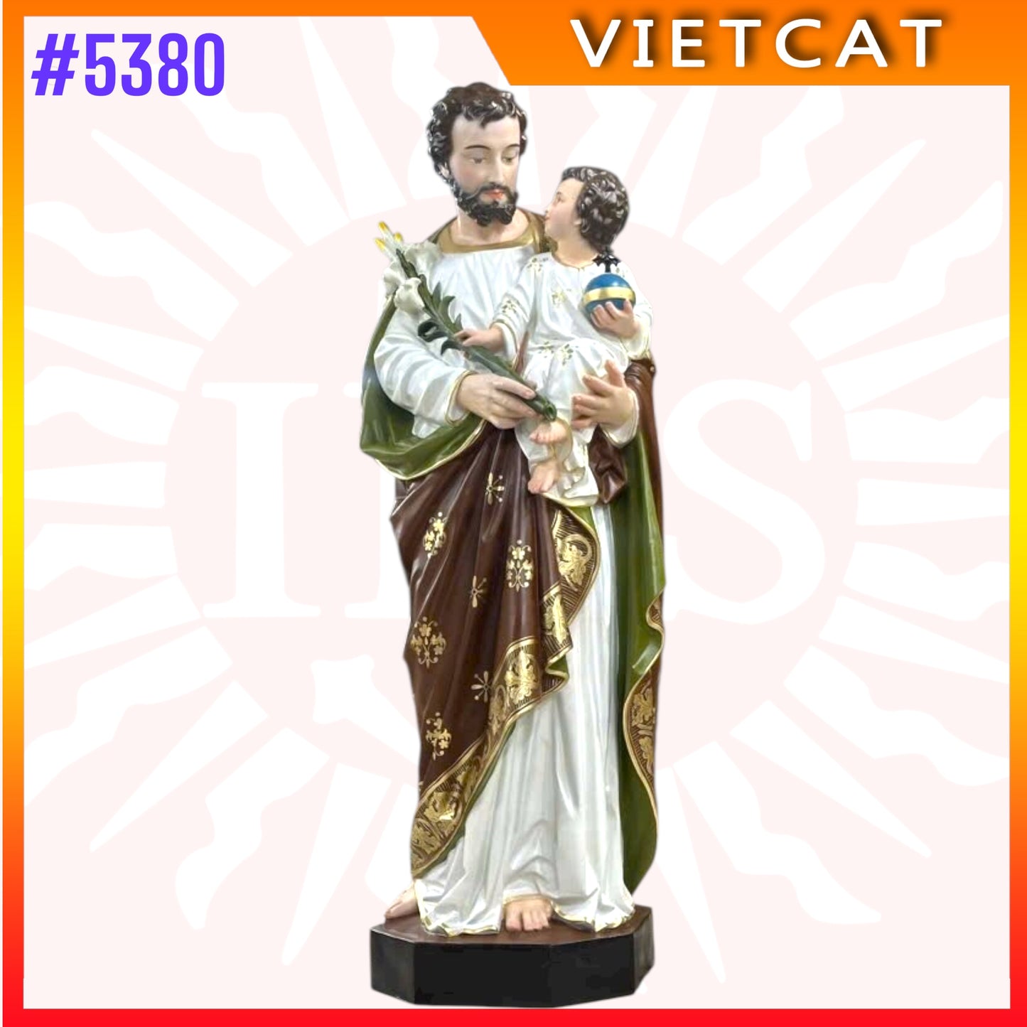 #5380 Statue of Saint Joseph holding Jesus - Composite Resin