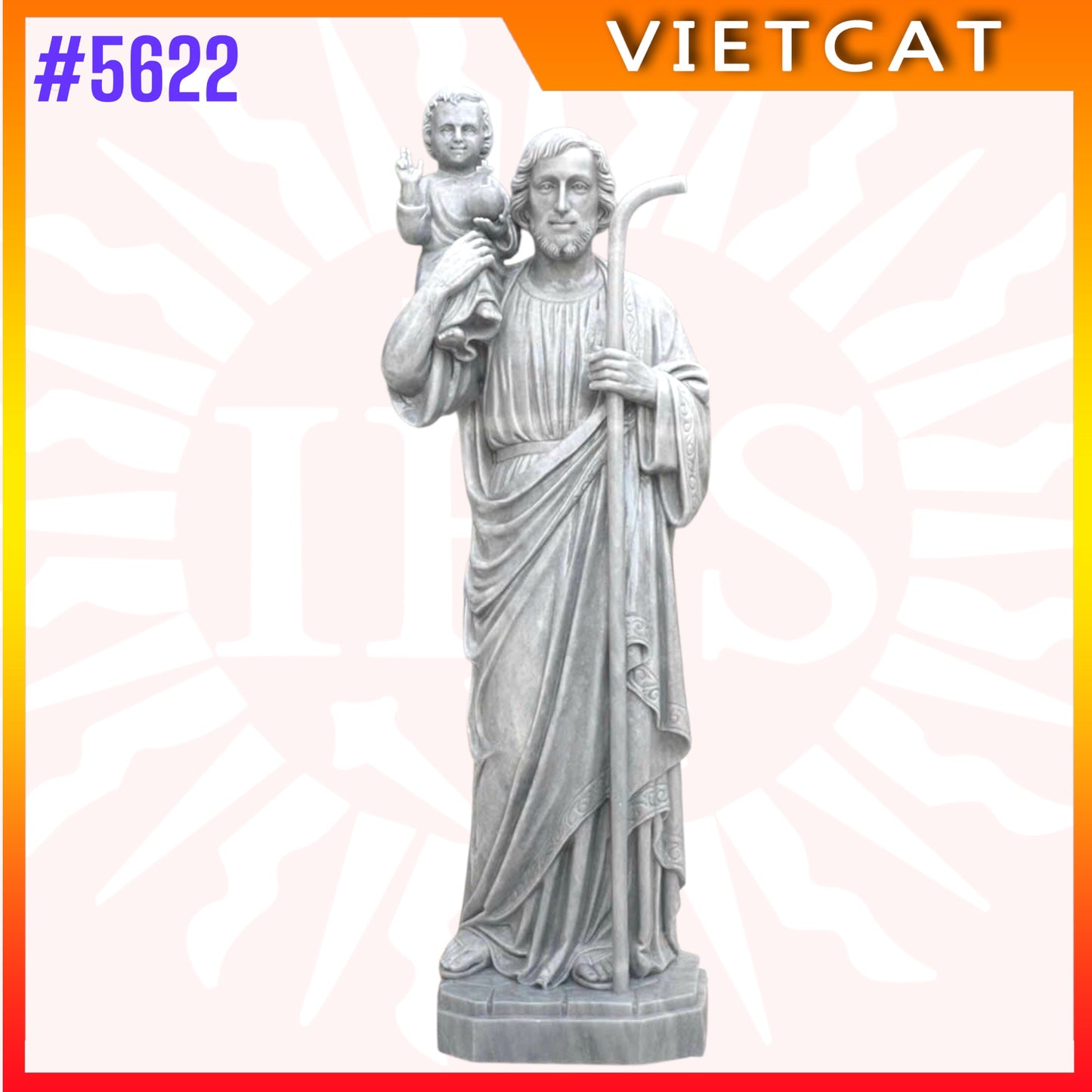 #5622 Statue of Saint Joseph with Child Jesus | Natural Marble