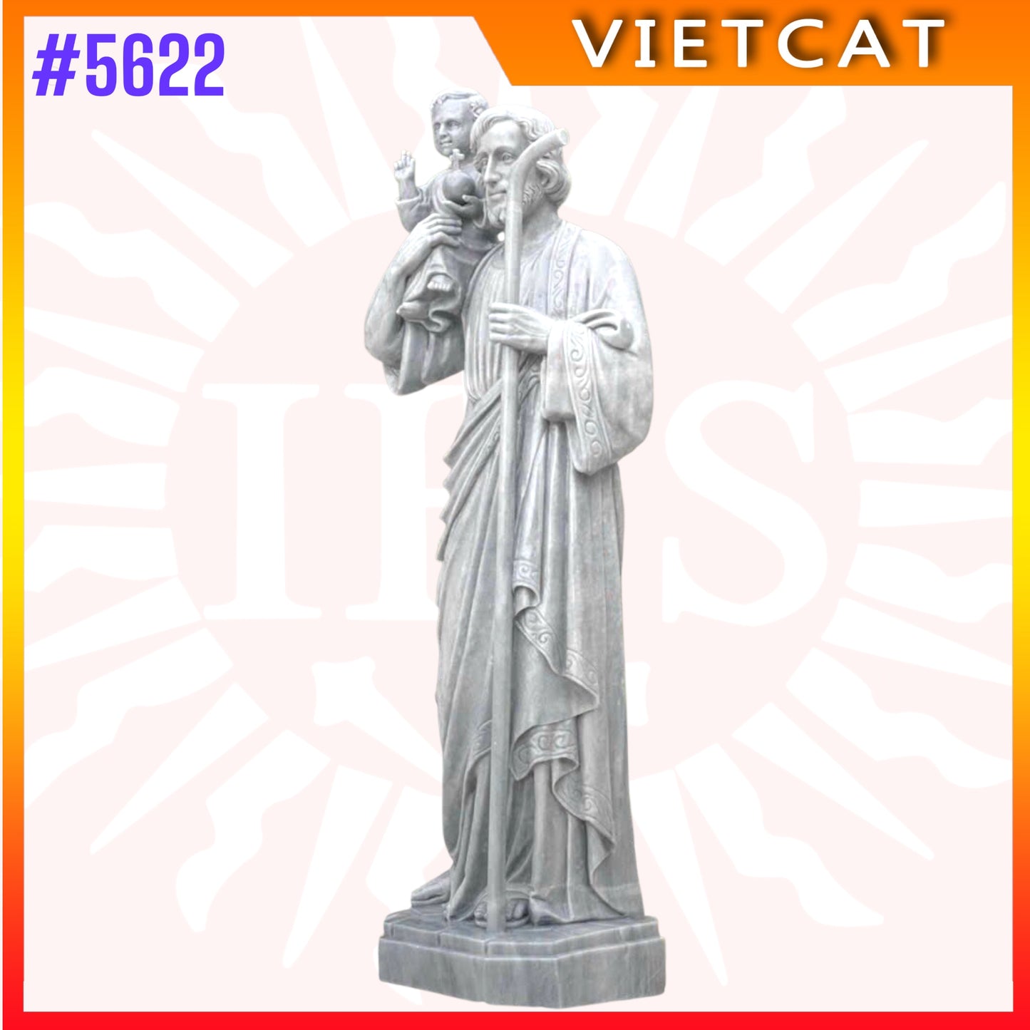 #5622 Statue of Saint Joseph with Child Jesus | Natural Marble