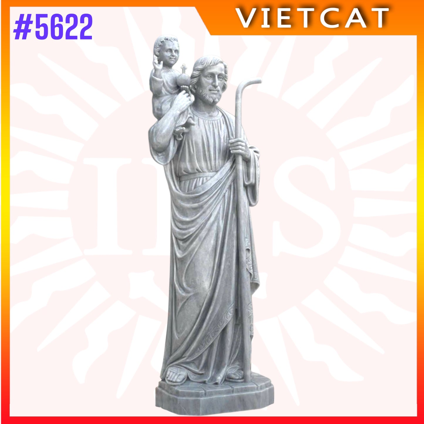 #5622 Statue of Saint Joseph with Child Jesus | Natural Marble
