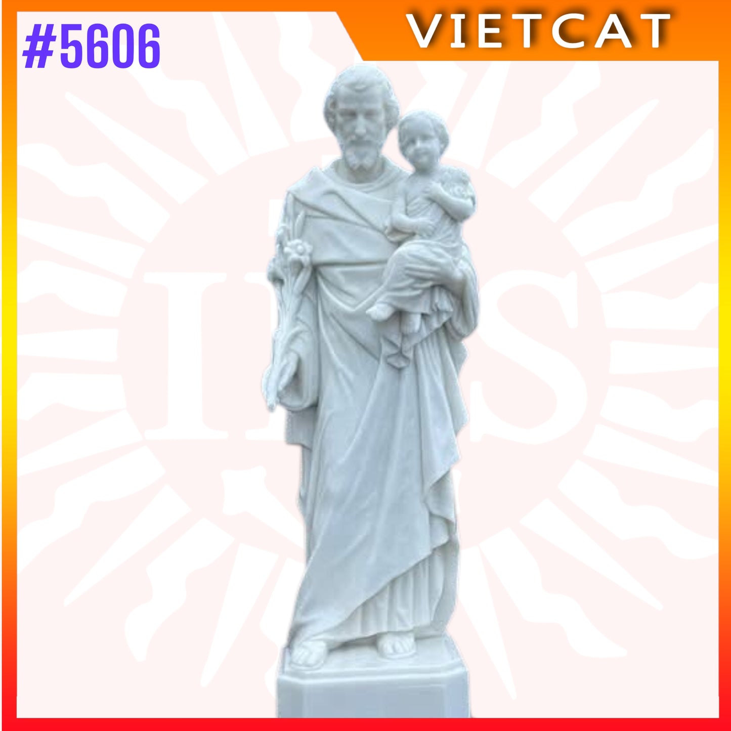 #5606 Statue of Saint Joseph with Child Jesus | Natural Marble
