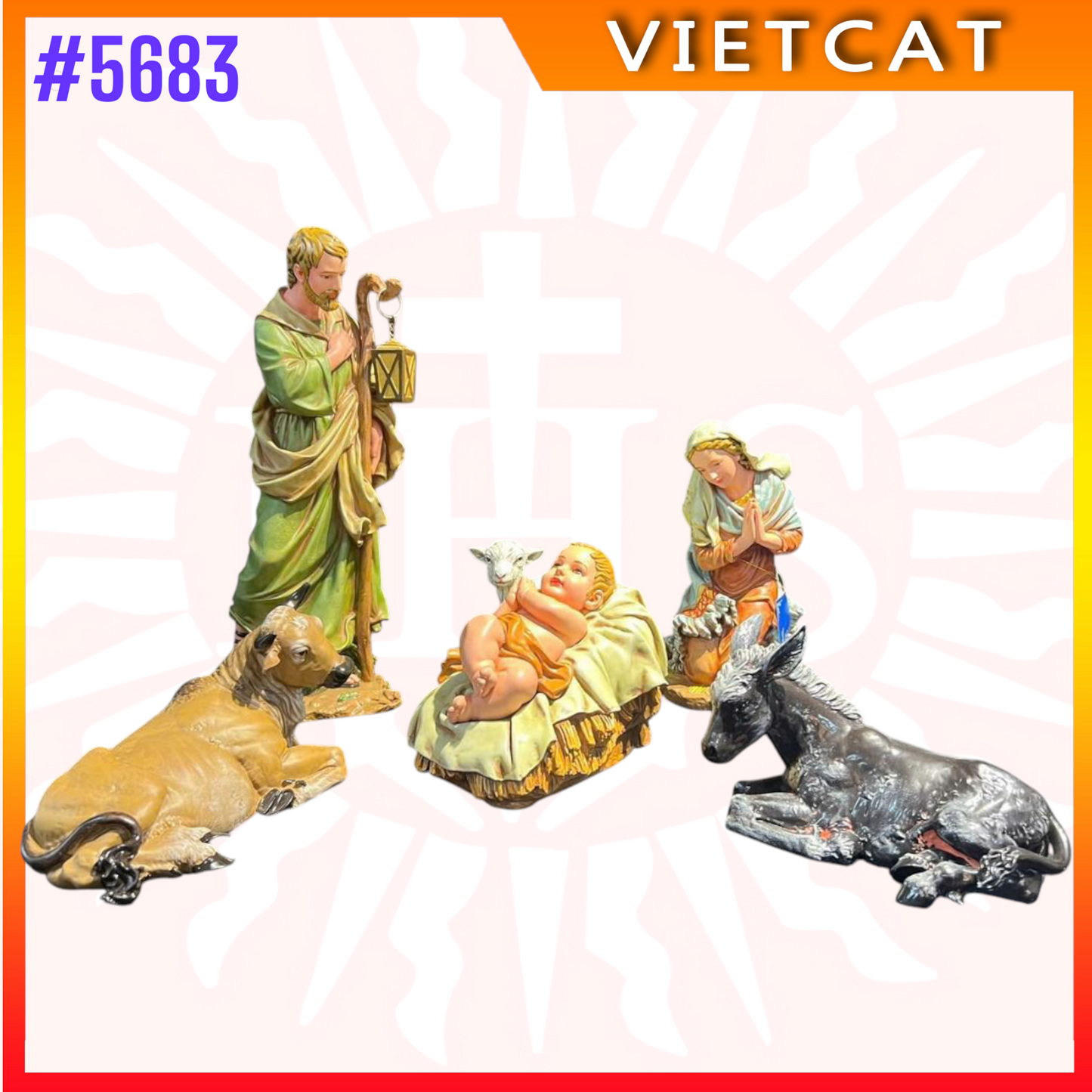#5683 Hand Painted 6-Piece Indoor Nativity Sets |Resin Figurine|Made in Vietnam
