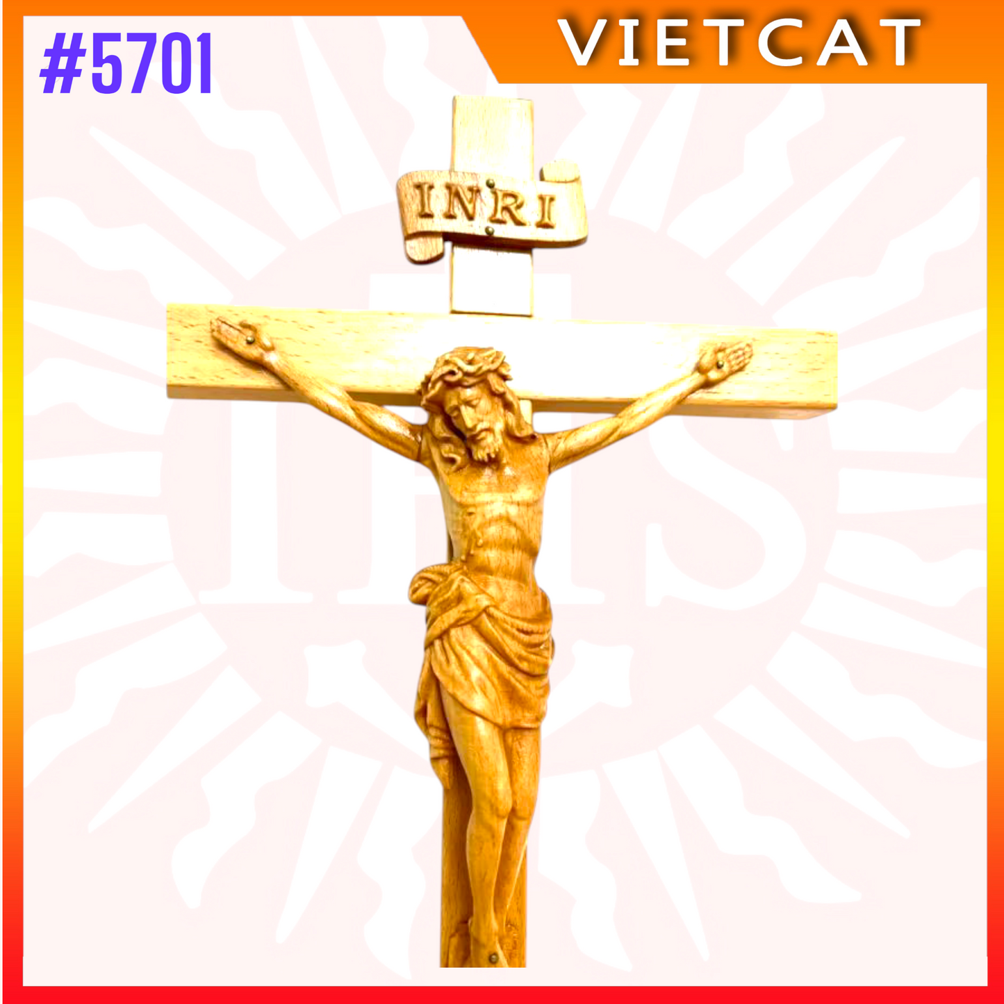 #5701 Wooden Crucifix Wall Hanging – Made in Vietnam