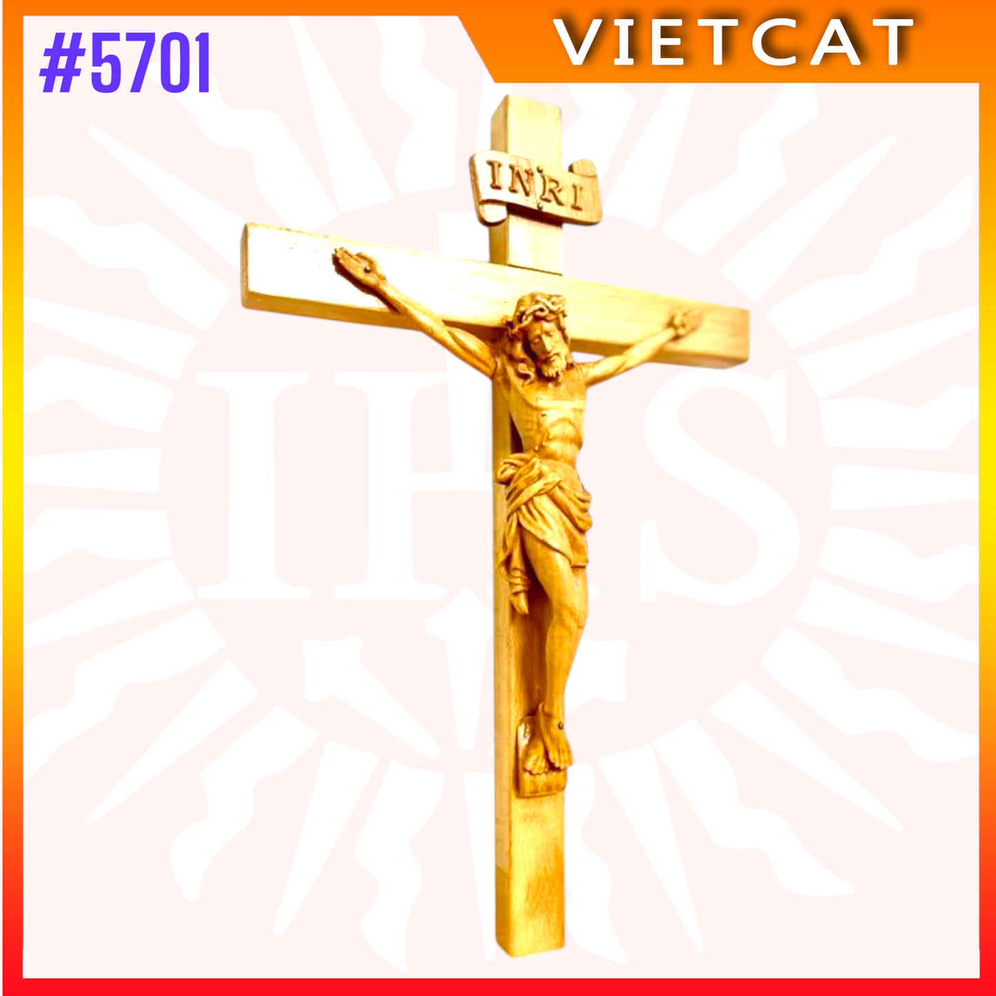 #5701 Wooden Crucifix Wall Hanging – Made in Vietnam