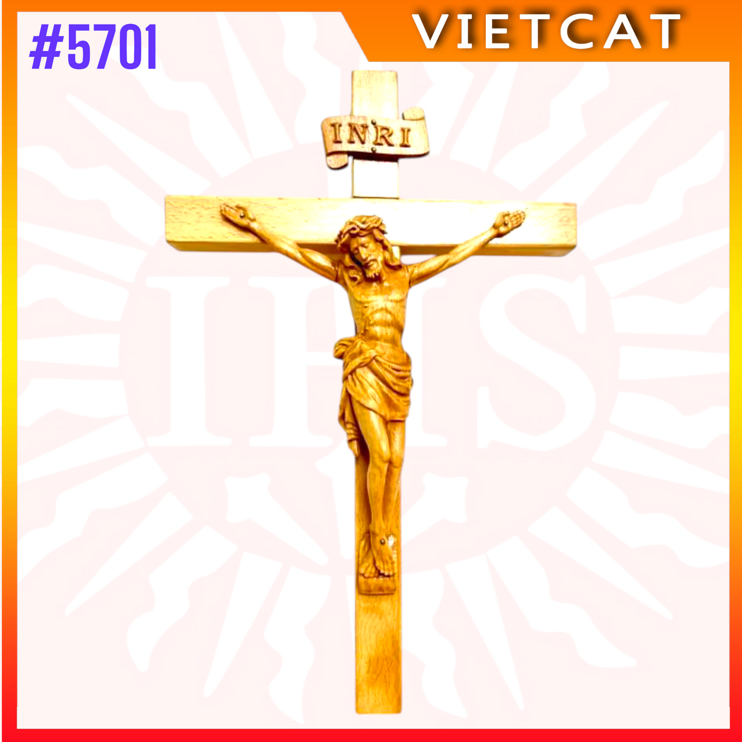 #5701 Wooden Crucifix Wall Hanging – Made in Vietnam
