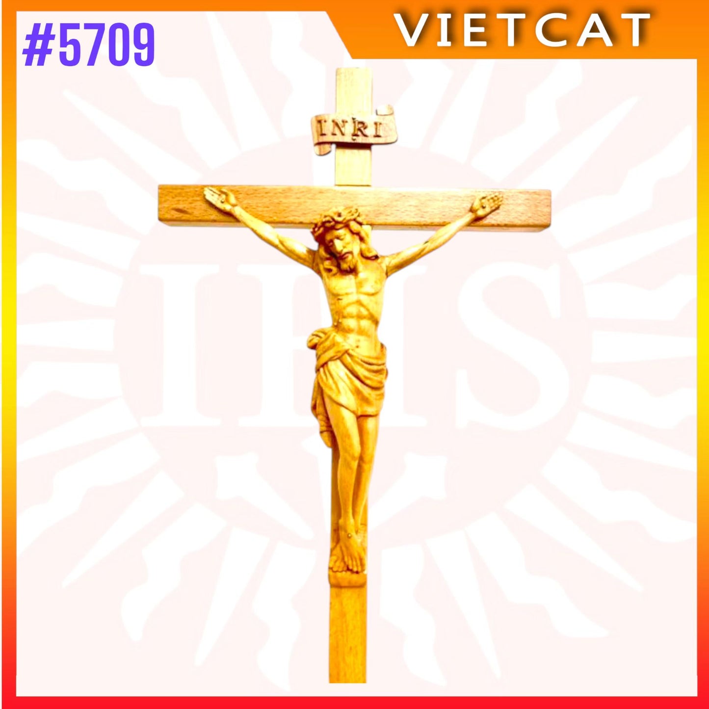 #5709 Wooden Crucifix Altar H36cm + Blessed Maria H20cm + St. Joseph H20cm|COMBO