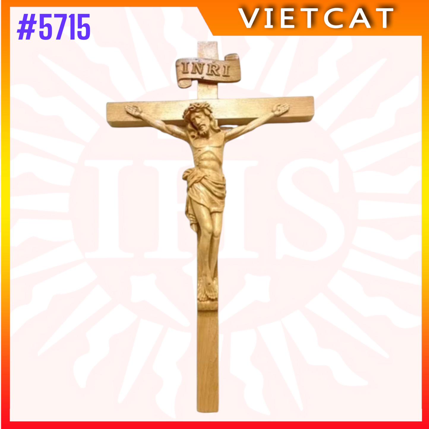 #5715 Wooden Crucifix Wall Cross H45cm + Blessed Maria H25cm + St. Joseph H25cm|COMBO