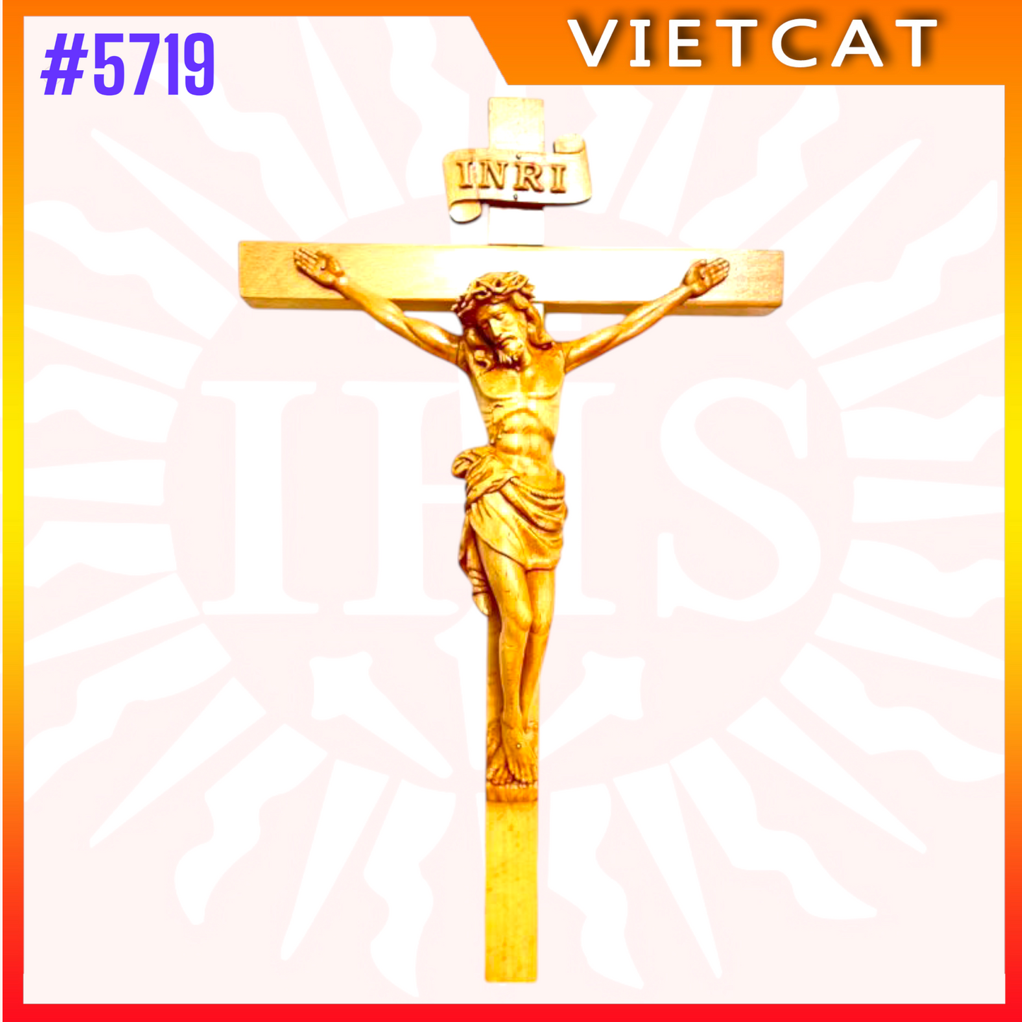 #5719 Wooden Crucifix Altar H35cm + Blessed Maria H20cm + St. Joseph H20cm|COMBO