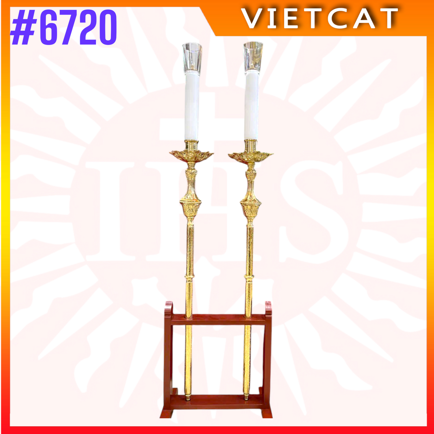 #6720 Premium Brass Processional Butter Lamp Candlestick | Made-in-Vietnam | H95cm