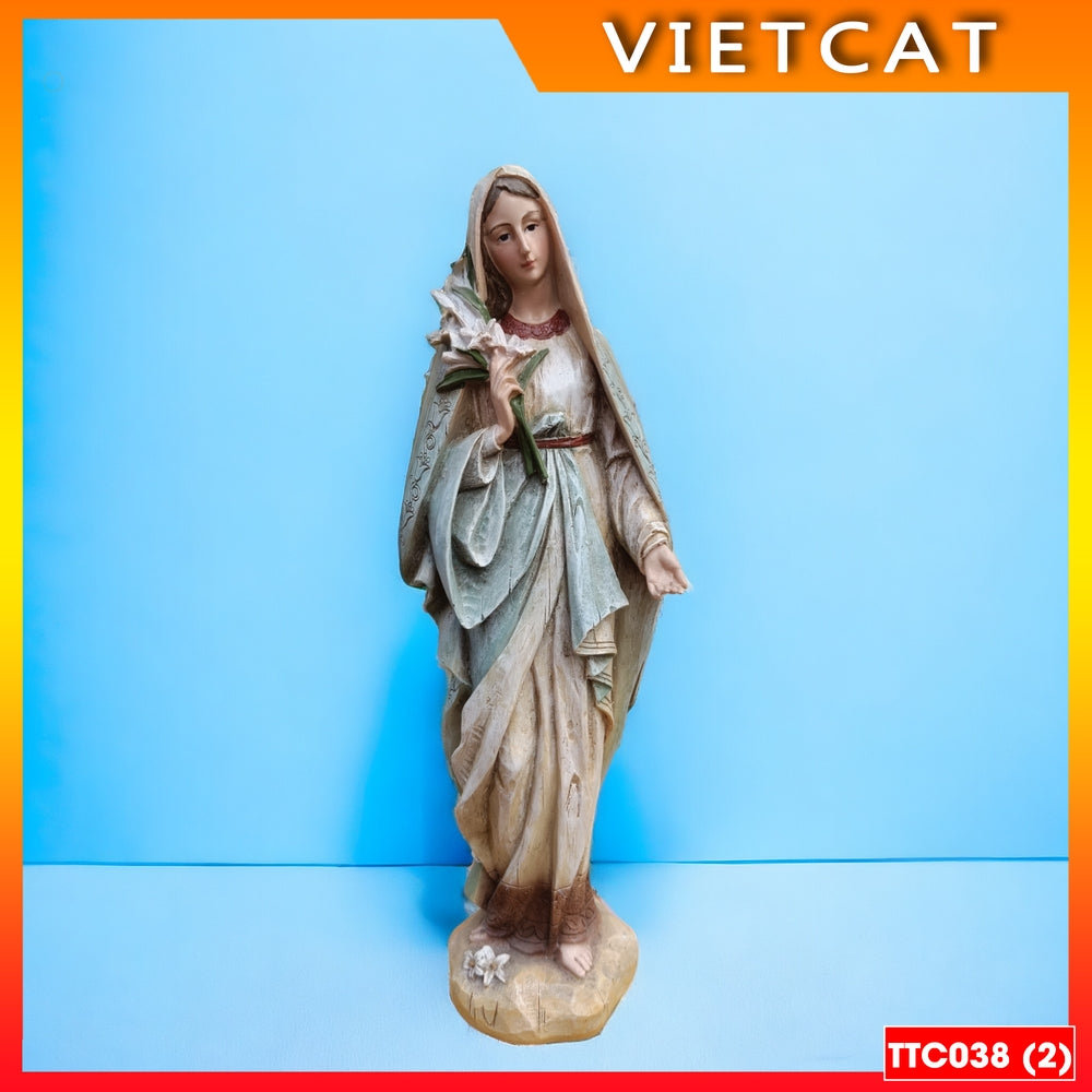 Statue of Our Lady of the Lily of the Valley, Italian model, antique imitation, 30cm Composite TTC038