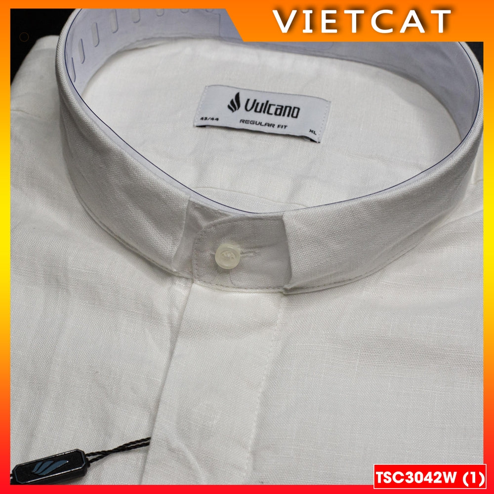White cotton short-sleeved priest collared shirt TSC3042W - Gift for patronal feast, ordination, parish priest's birthday
