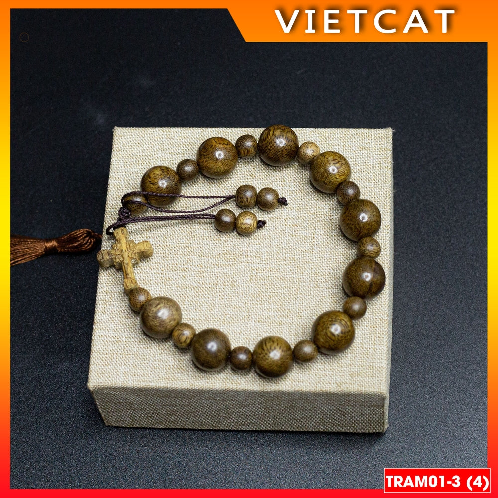 Agarwood Rosary 10mm 12mm 14mm TRAM01-4 - Natural agarwood rosary - Catholic gift