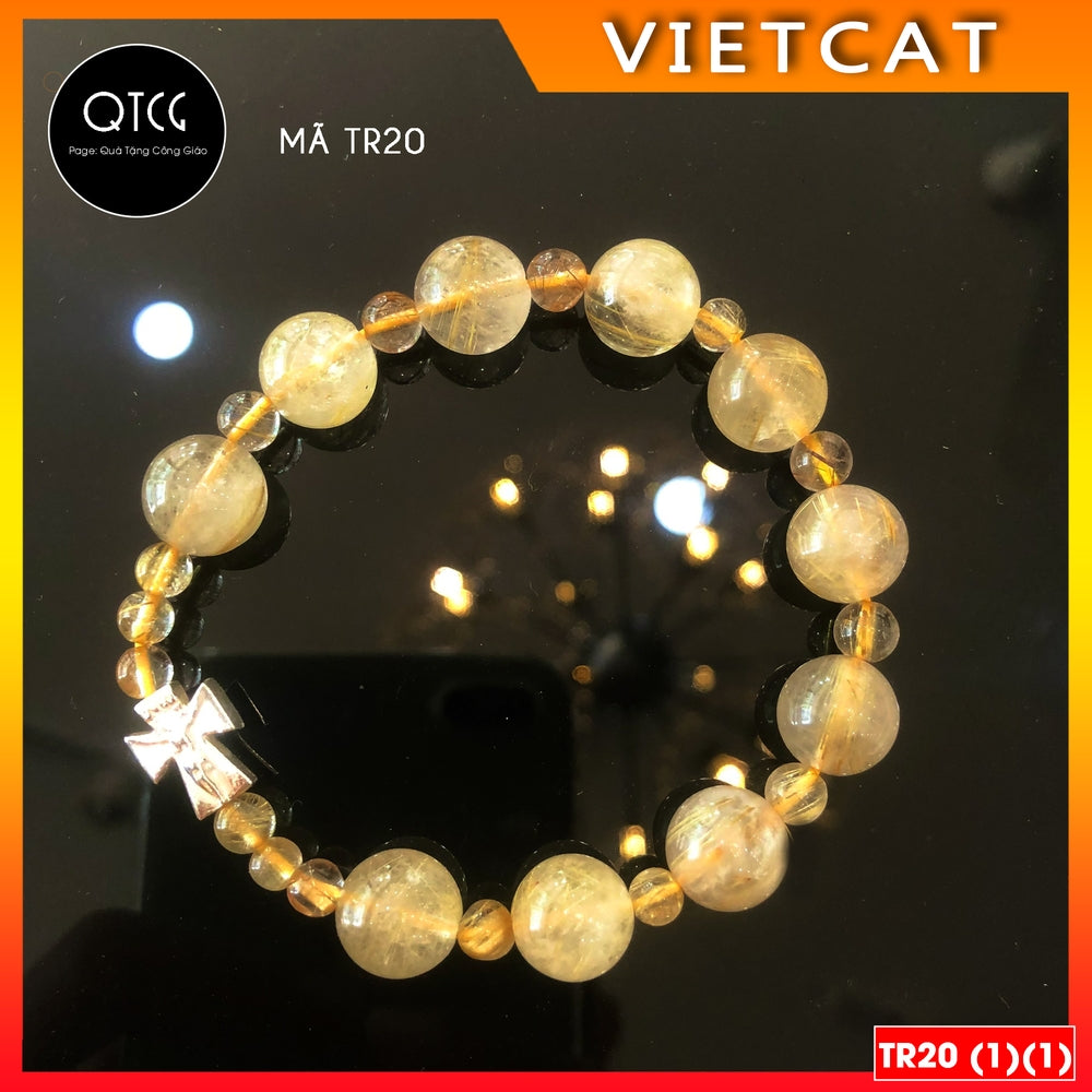 Rosary - Golden Rutilated Quartz Rosary - Model TR20 for men and women - Delicate and meaningful Catholic gift