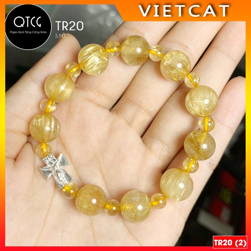 Rosary - Golden Rutilated Quartz Rosary - Model TR20 for men and women - Delicate and meaningful Catholic gift