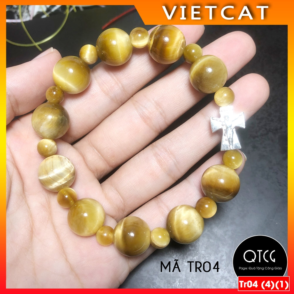 Rosary - Yellow Tiger Eye Stone Rosary - Model TR04 for men and women - Delicate and meaningful Catholic gift