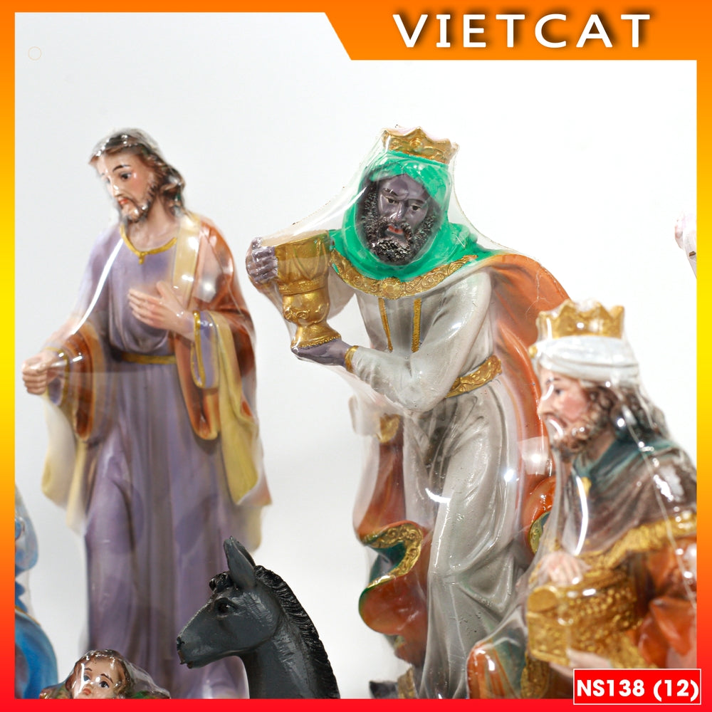 Set of 11 Christmas statues 15cm - Composite material NS138 Catholic gift, Christmas decoration