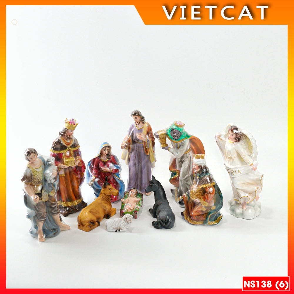 Set of 11 Christmas statues 15cm - Composite material NS138 Catholic gift, Christmas decoration