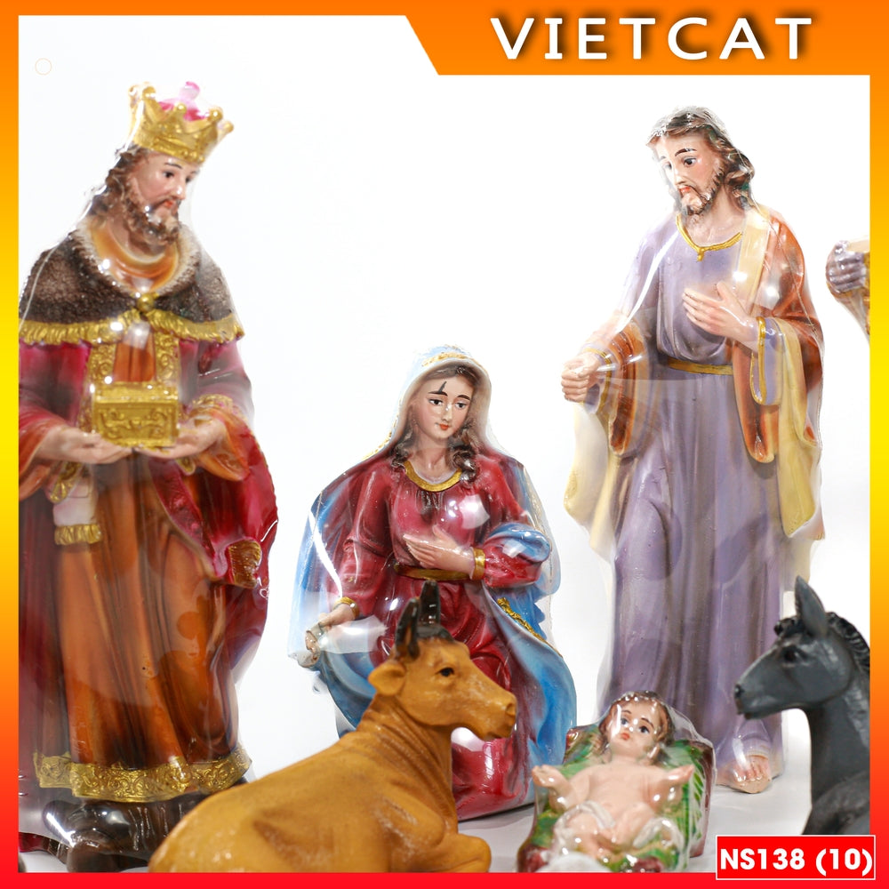 Set of 11 Christmas statues 15cm - Composite material NS138 Catholic gift, Christmas decoration