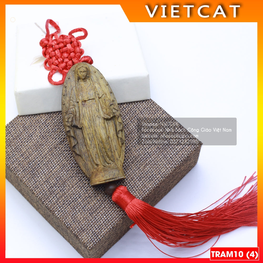 Agarwood car hanger in the shape of Our Lady of Grace TRAM10 - Catholic gift