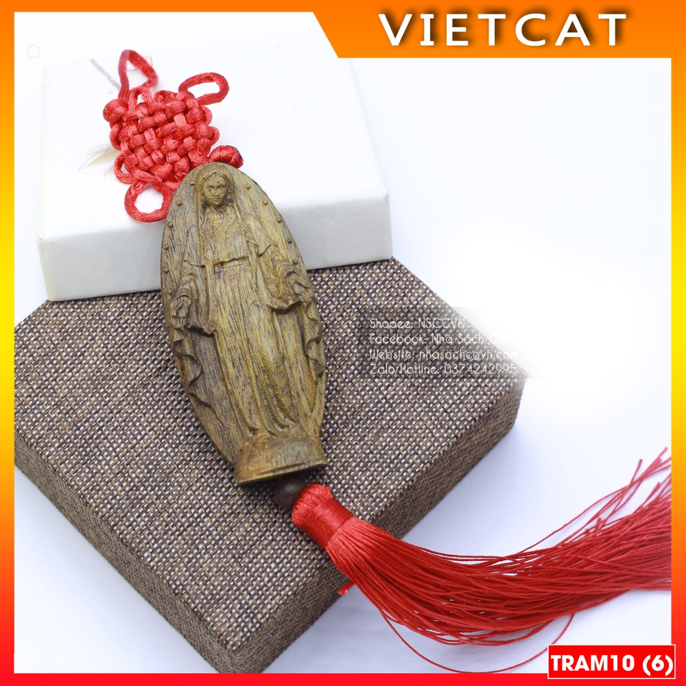 Agarwood car hanger in the shape of Our Lady of Grace TRAM10 - Catholic gift