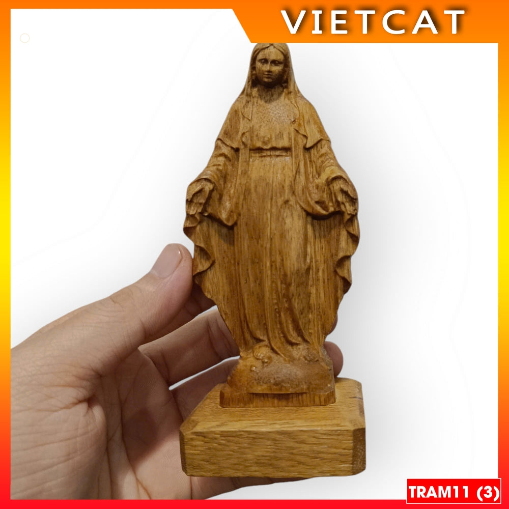 Agarwood statue of Our Lady of Grace 15cm TRAM 11 for car, table, Catholic gift