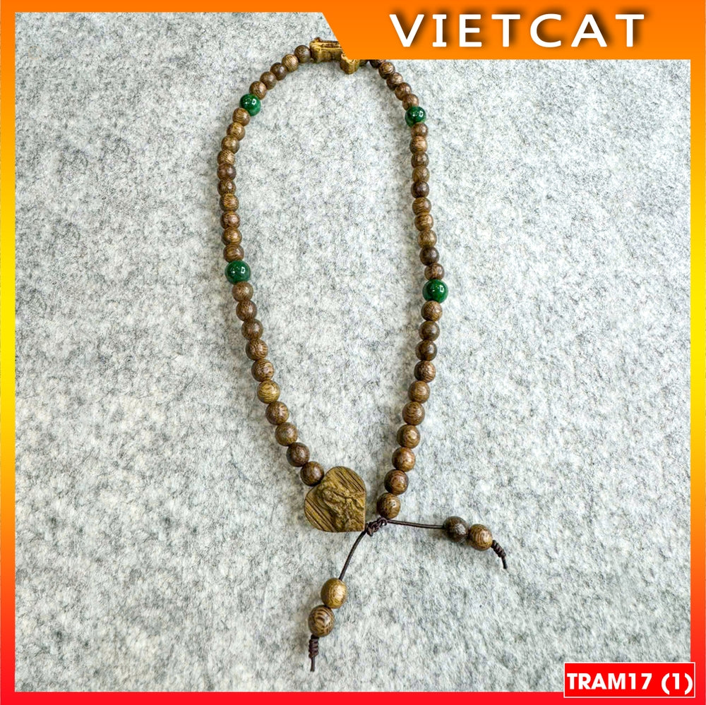 Rosary 50 beads 6mm speed sandalwood mixed with stone TRAM17 - Catholic gift