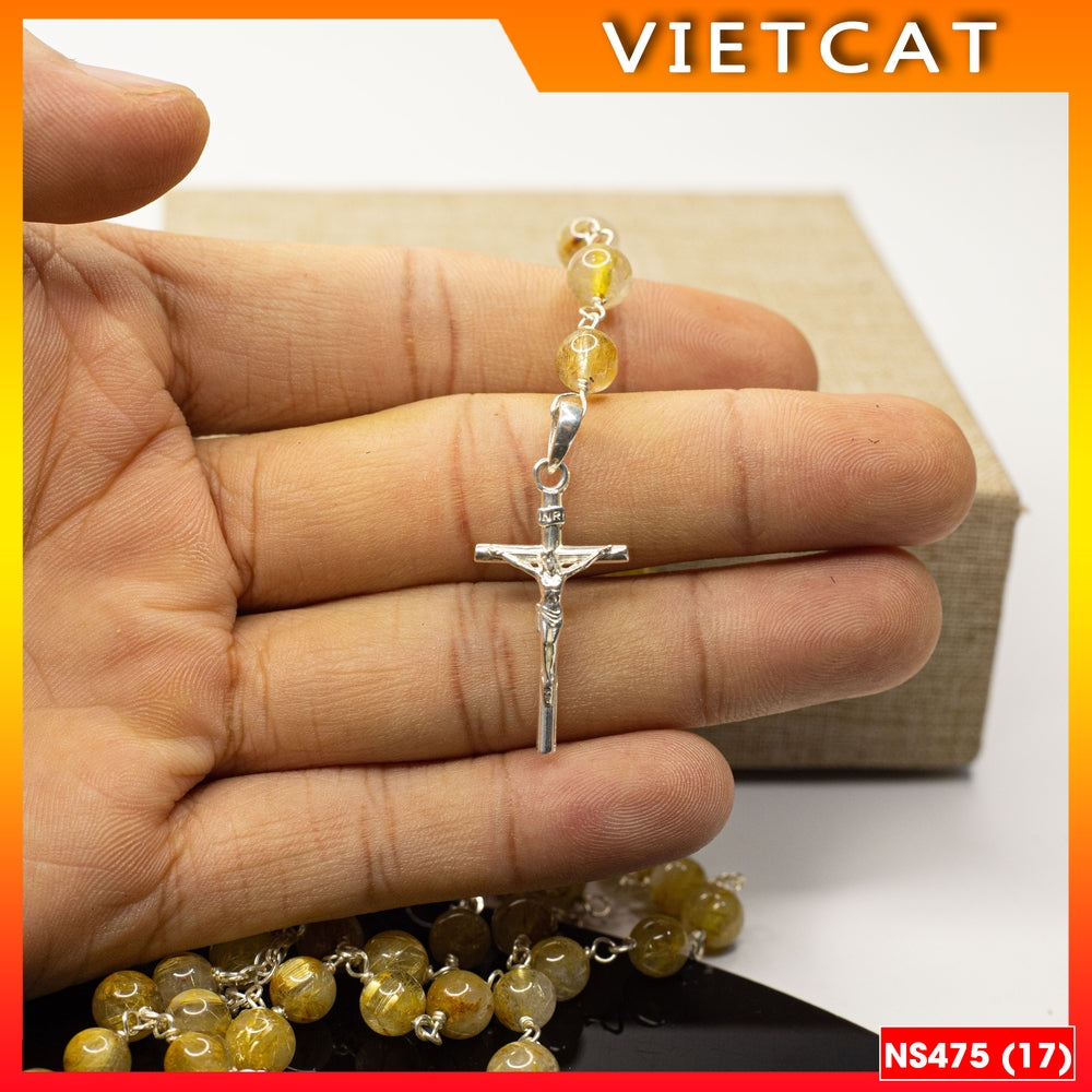 Rosary - Beautiful 50-beaded real stone rosary - Catholic gift NS475