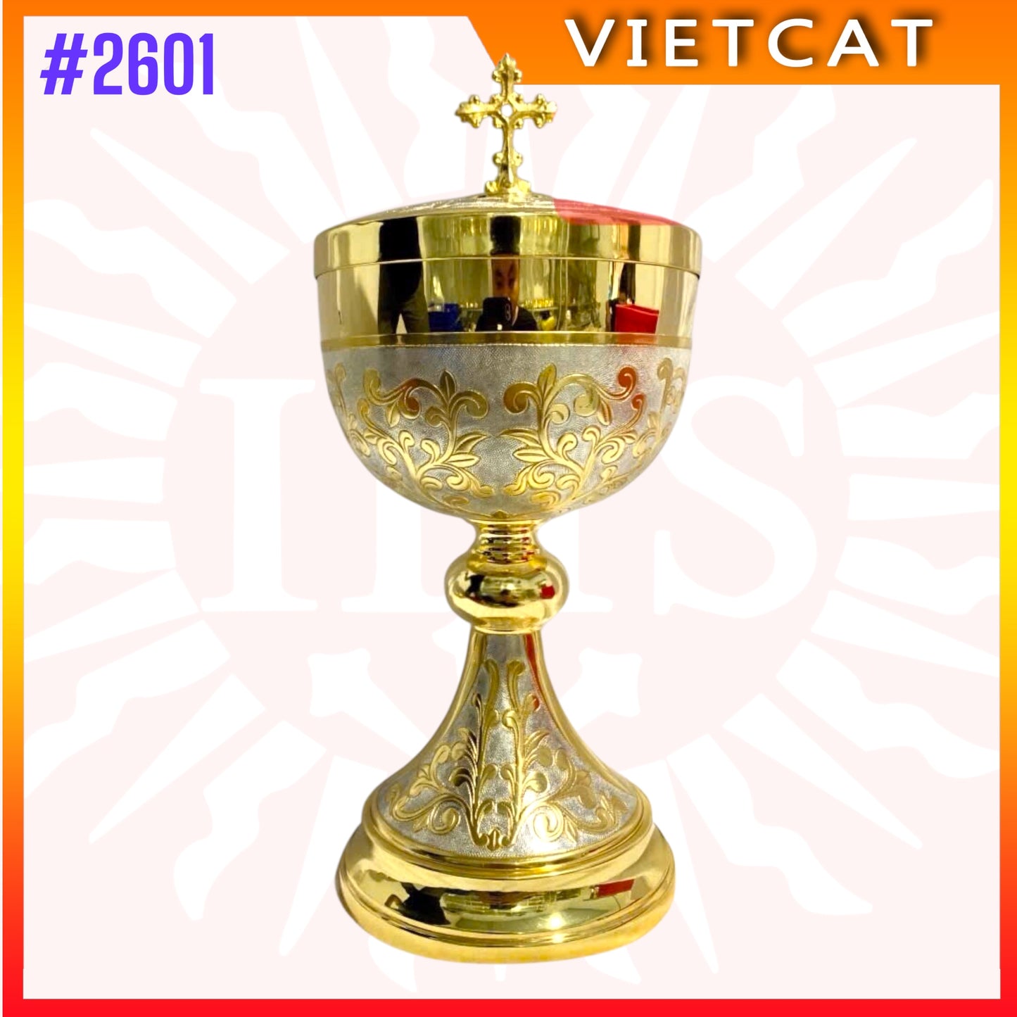 #2601 Premium Vietnamese Imported Gilded Brass Ciborium