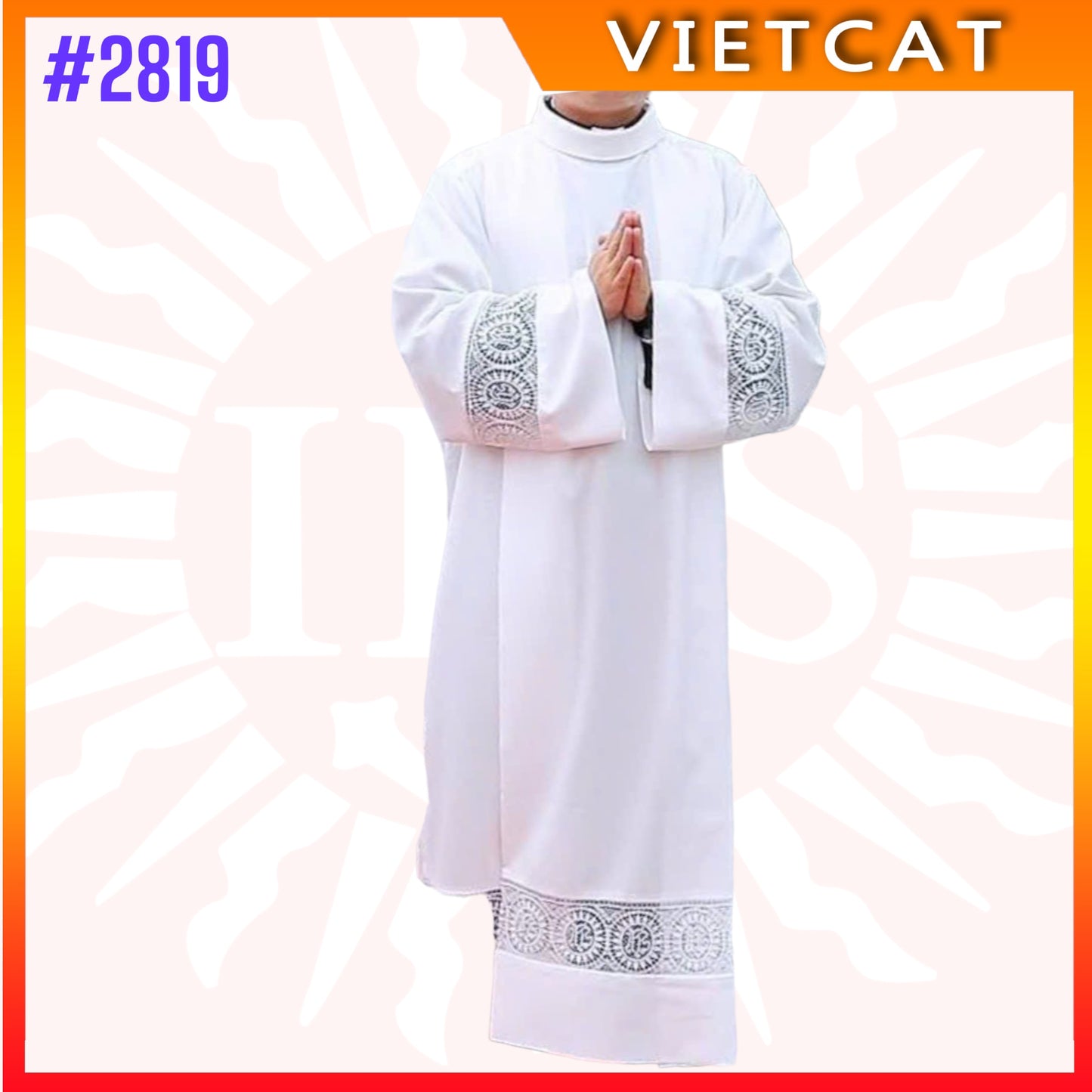 #2819 Catholic Priest Alb Pleated Lace Pulpit Liturgical Cotta Vestment Robe | Vietnamese Fabric Made in Vietnam