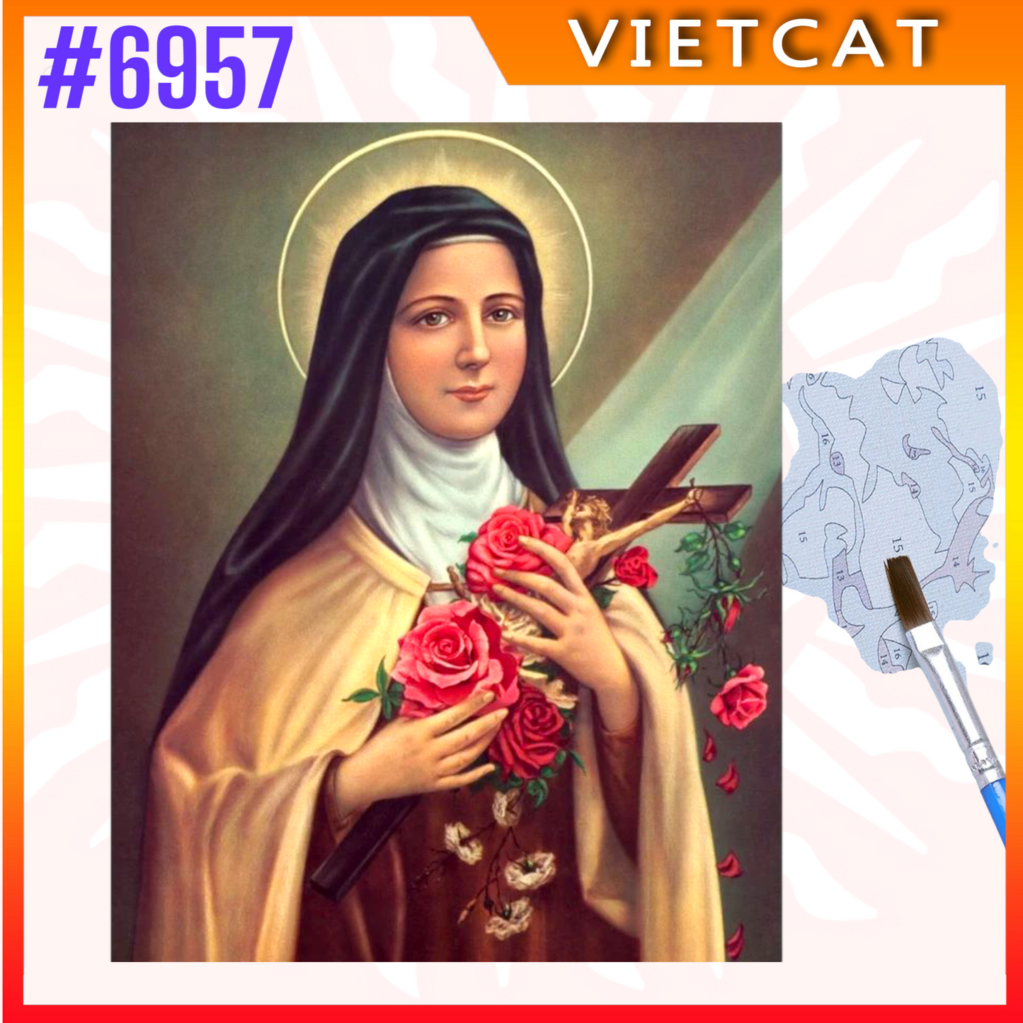 #6957 Portrait of Saint Thérèse of Lisieux DIY Paint-by-Numbers Canvas Painting|Unpainted