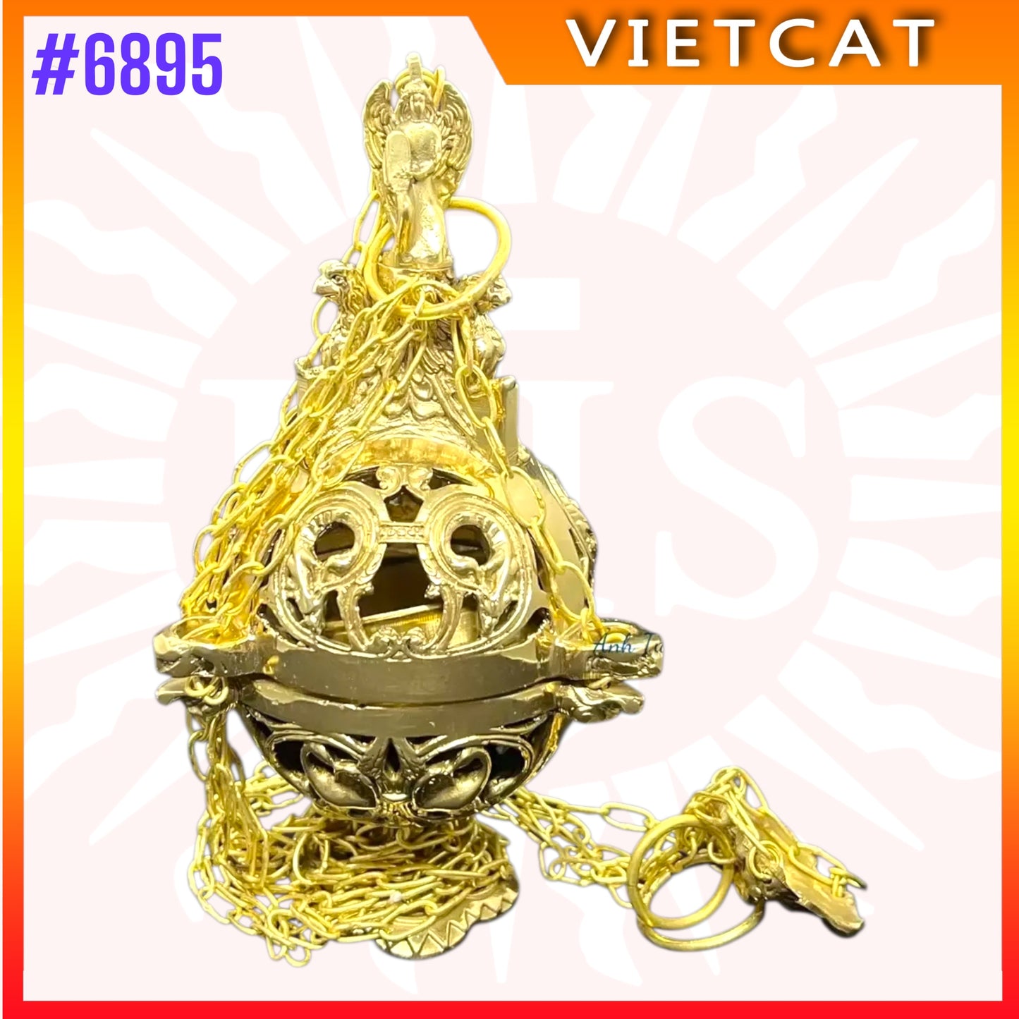 #6895 Premium Vietnam Imported Brass Thurible Set|Incense Burner |H30 cm