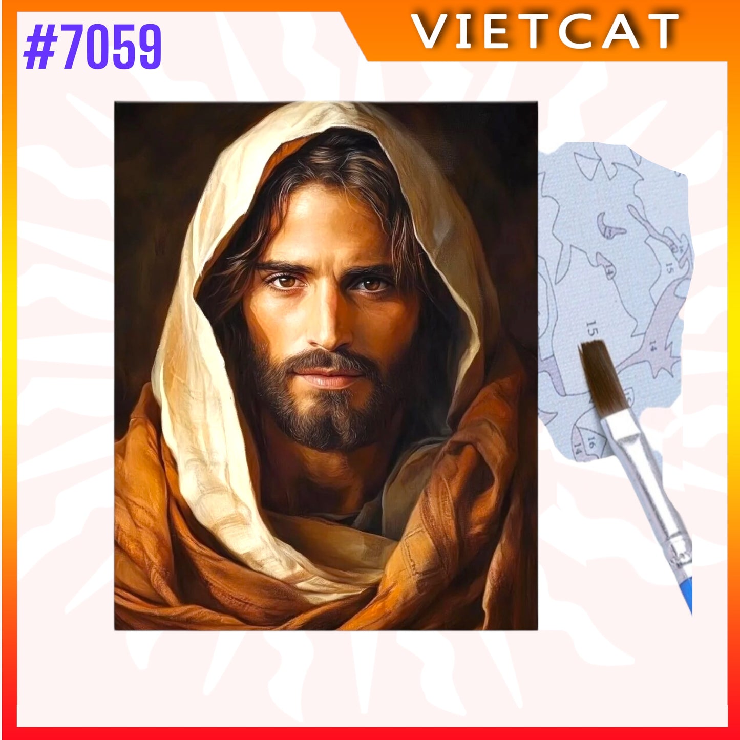 #7059 Portrait of Jesus DIY Paint-by-Numbers Canvas Painting|Unpainted