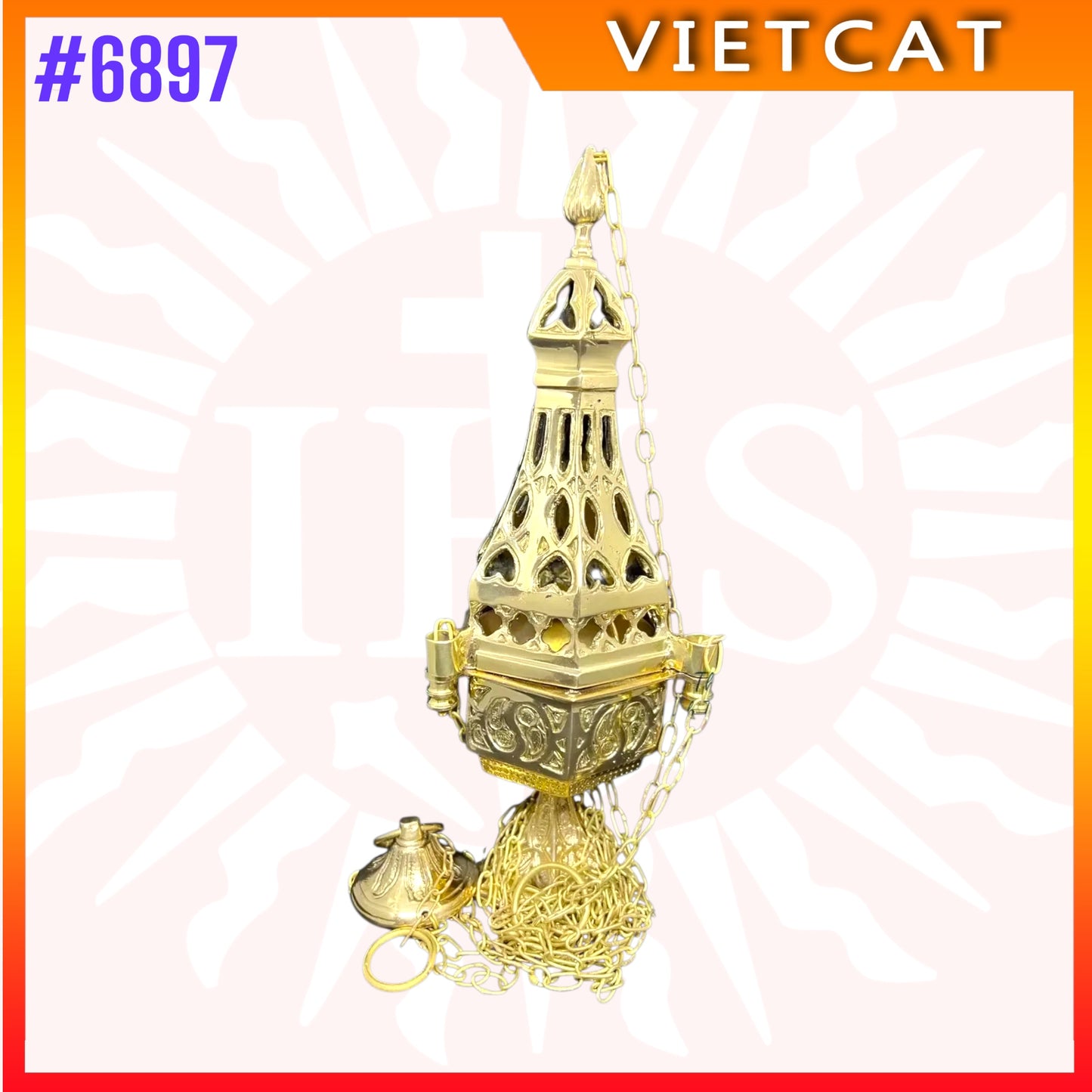 #6897 Premium Vietnam Imported Brass Thurible Set|Incense Burner |H30 cm