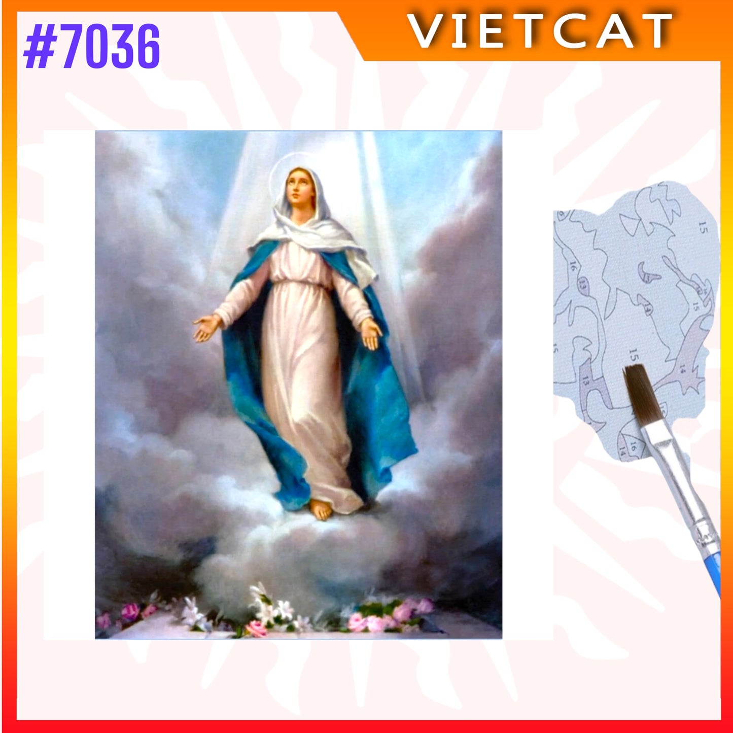 #7036 The Assumption of Mary DIY Paint-by-Numbers Canvas Painting|Unpainted