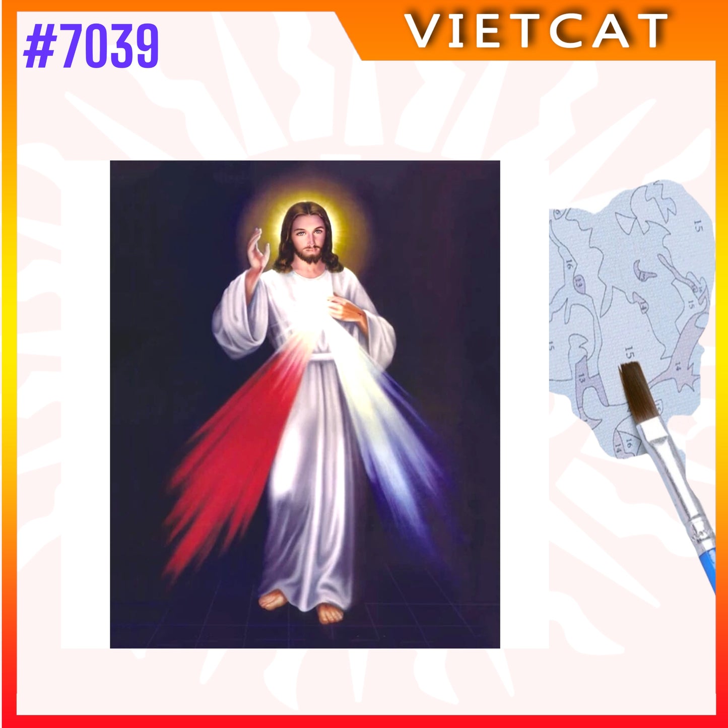 #7039 Divine Mercy of Jesus DIY Paint-by-Numbers Canvas Painting|Unpainted