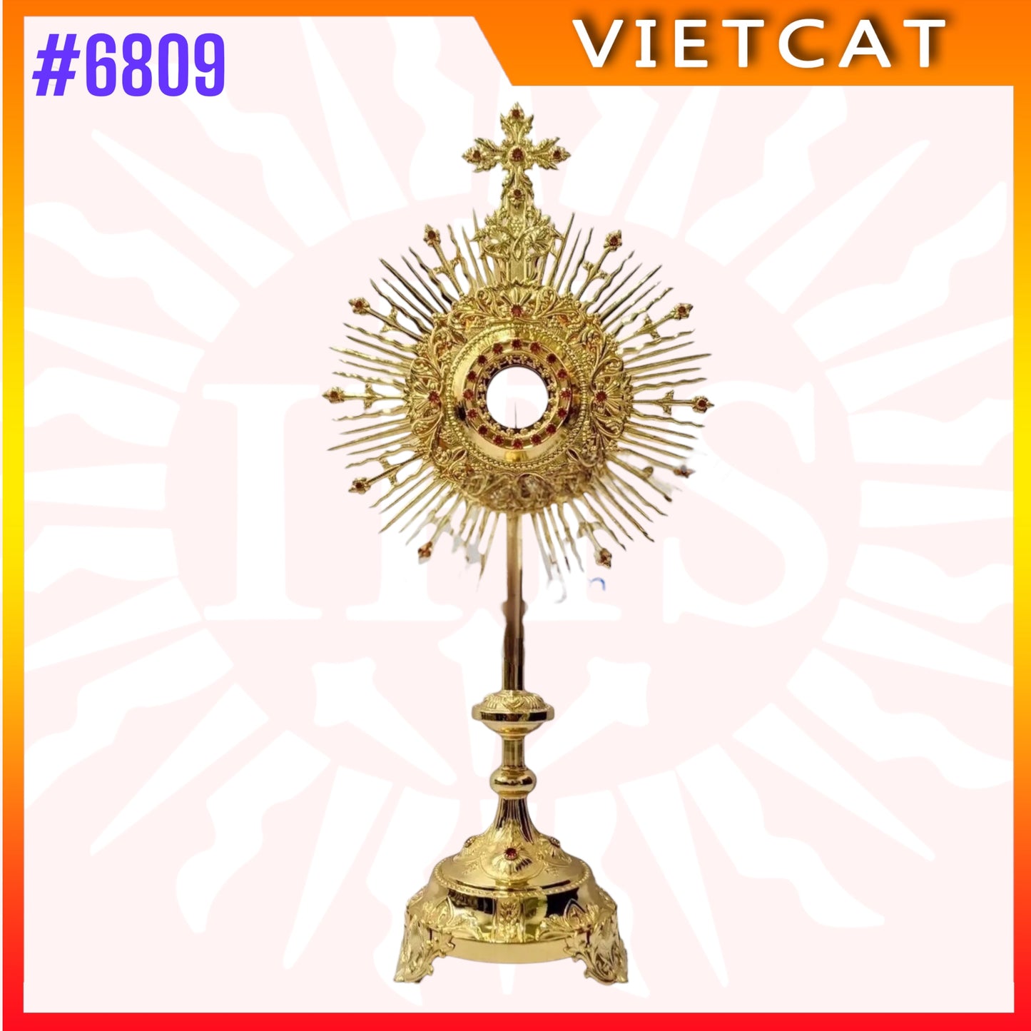 #6809 New Premium Vietnamese Gold-Plated Brass Monstrance|H60 cm