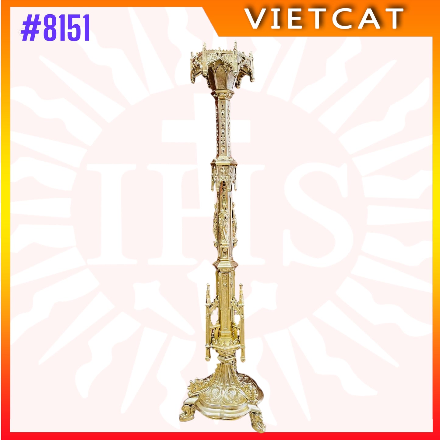 #8151 Premium Gothic Style Copper Altar Candlestick | Made-in-Vietnam | H110cm