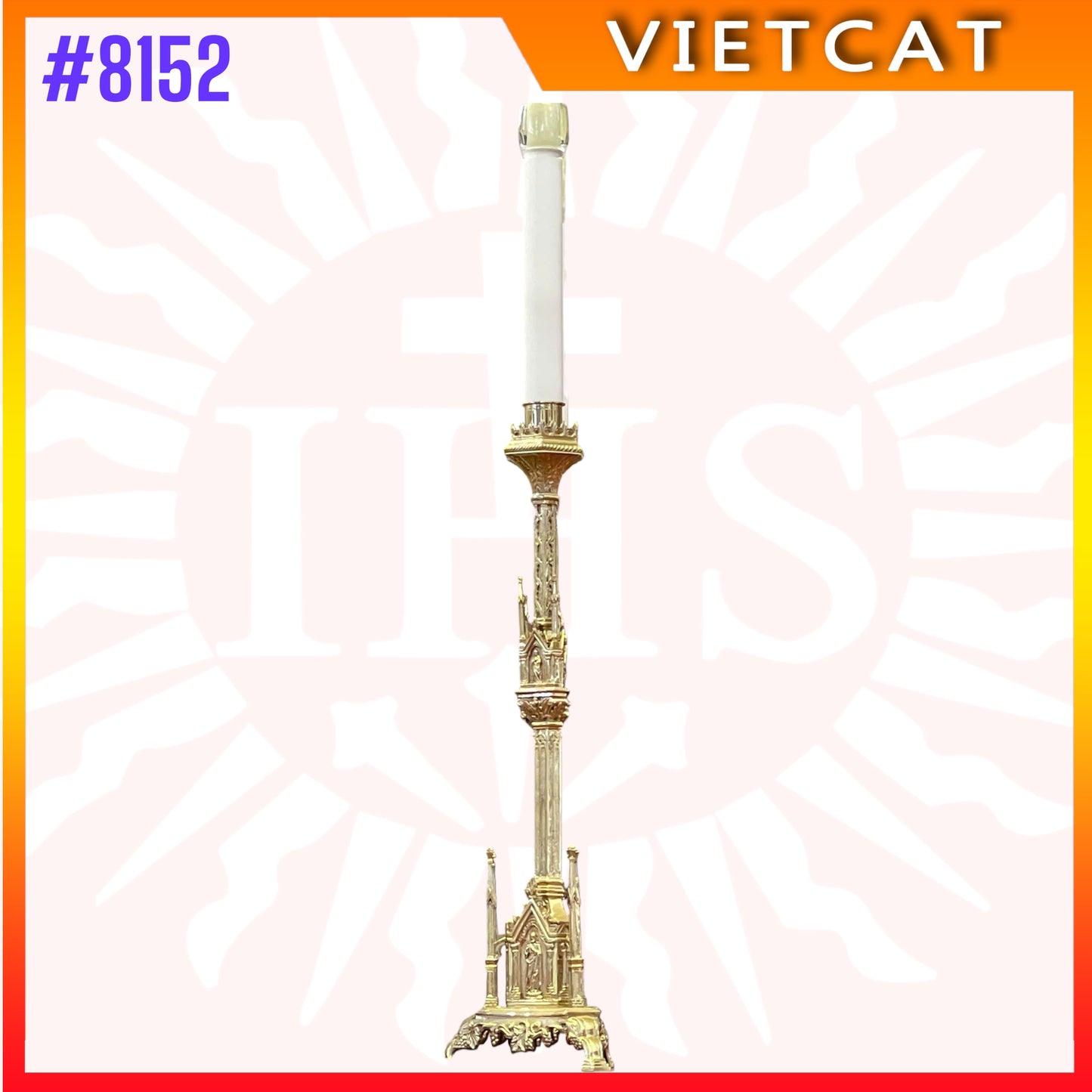 #8152 Premium Gothic Style Copper Candlestick | Made-in-Vietnam | H135cm