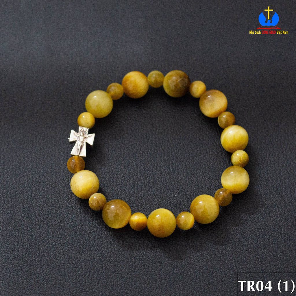 Rosary - Yellow Tiger Eye Stone Rosary - Model TR04 for men and women - Delicate and meaningful Catholic gift