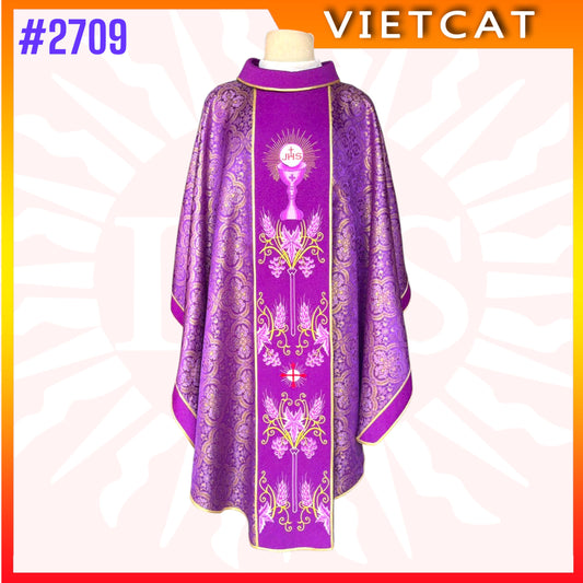#2709 Premium Purple Chasuble | Embroidered Priest's Vestment