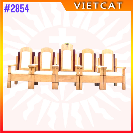 #2854 – Church Celebrant Chair 5pcs Set |  Ash Wood Church Furniture | Made In Vietnam｜Made to Order