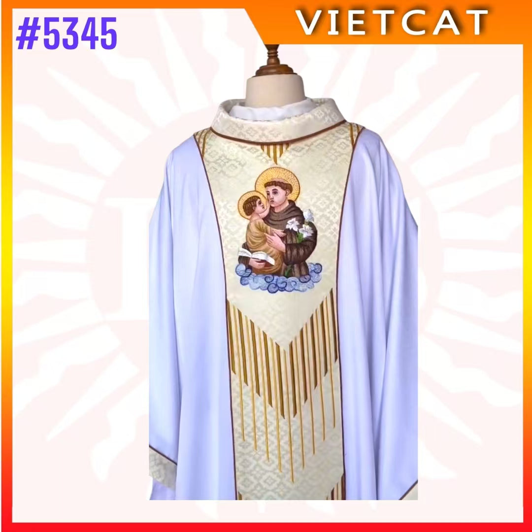 #5345 Chasuble Priest's Vestment embroidered with image of Saint Antony