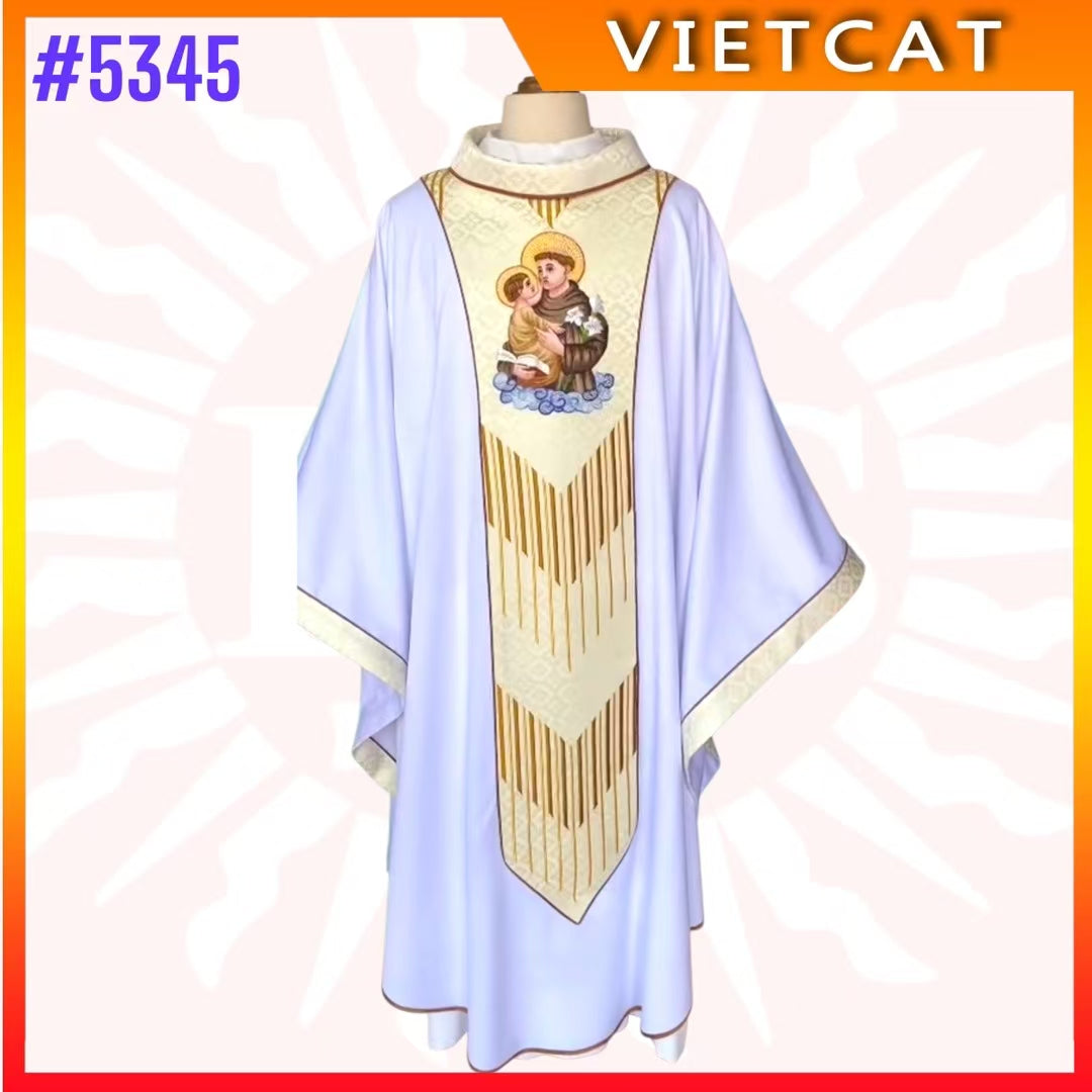 #5345 Chasuble Priest's Vestment embroidered with image of Saint Antony
