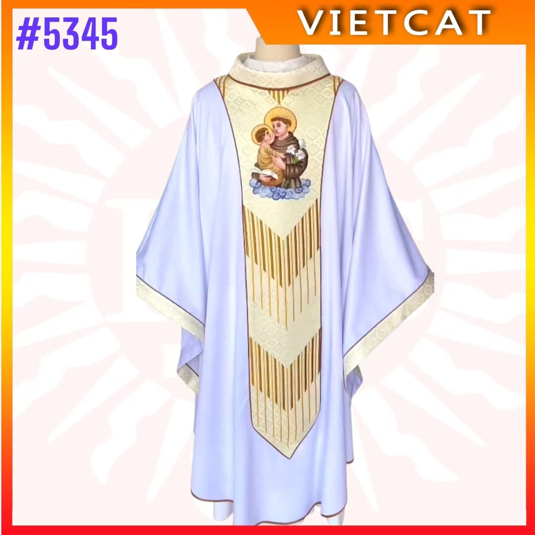 #5345 Chasuble Priest's Vestment embroidered with image of Saint Antony